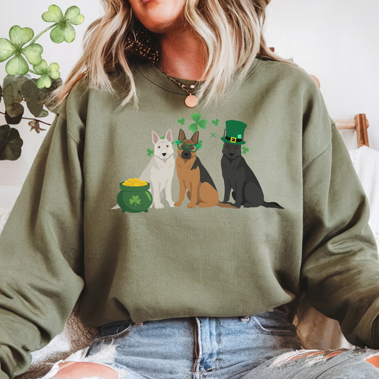 German Shepherd Dog St Patricks Day Unisex Heavy Blend Crewneck Sweatshirt, St Pattys day, Cute Dog Mom Gift