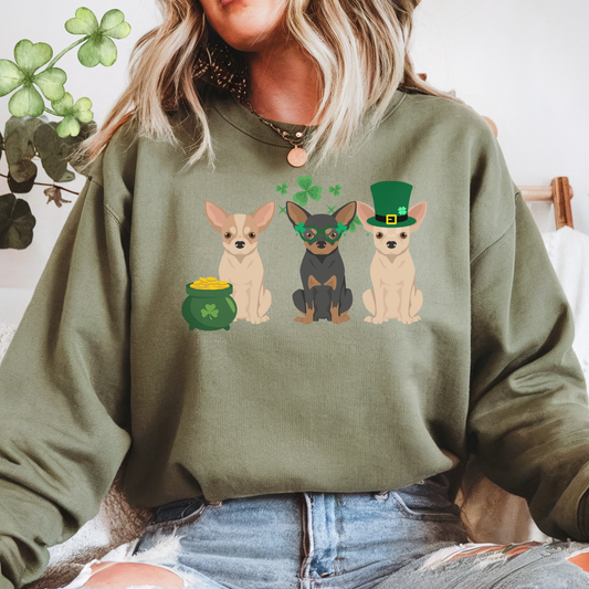 Chihuahua Dog St Patricks Day Unisex Heavy Blend Crewneck Sweatshirt, St Pattys day, Cute Dog Mom Gift