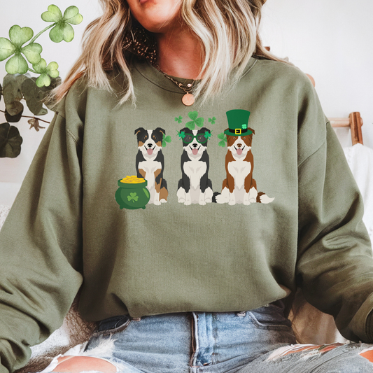 Border Collie Dog St Patricks Day Unisex Heavy Blend Crewneck Sweatshirt, St Pattys day, Cute Dog Mom Gift