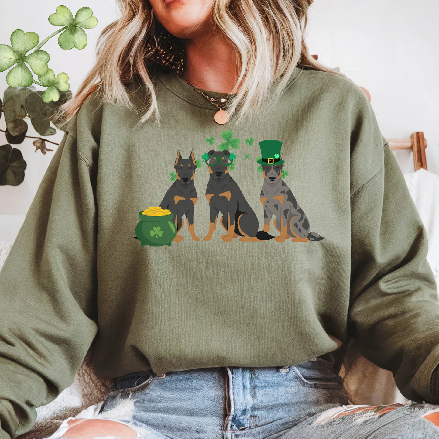 Beauceron Dog St Patricks Day Unisex Heavy Blend Crewneck Sweatshirt, St Pattys day, Cute Dog Mom Gift