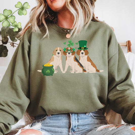 Beagle Dog St Patricks Day Unisex Heavy Blend Crewneck Sweatshirt, St Pattys day, Cute Dog Mom Gift