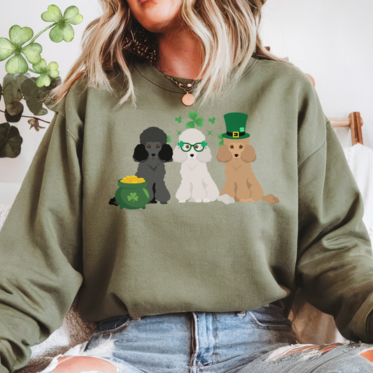 Poodle Dog St Patricks Day Unisex Heavy Blend Crewneck Sweatshirt, St Pattys day, Cute Dog Mom Gift