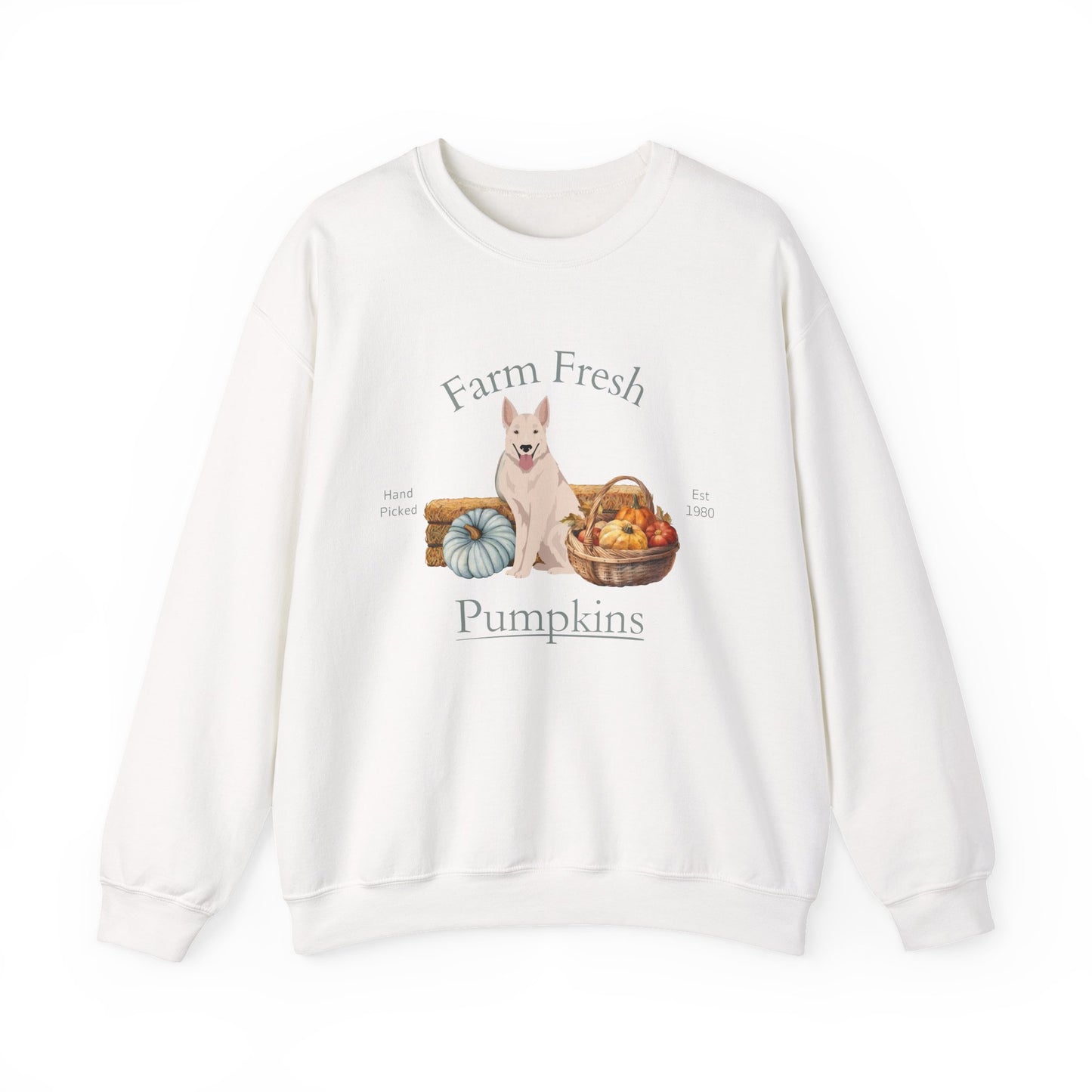 White Swiss Shepherd Dog Fall Farm Fresh Unisex Heavy Blend Crewneck Sweatshirt