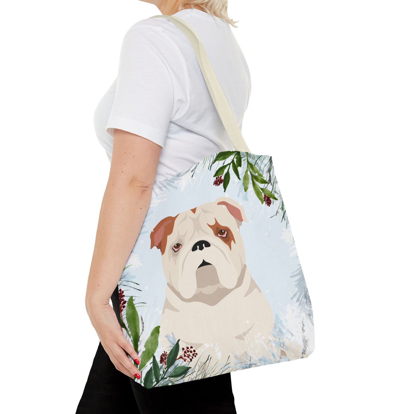 Bulldog Dog Christmas Holiday Tote Bag 16x16