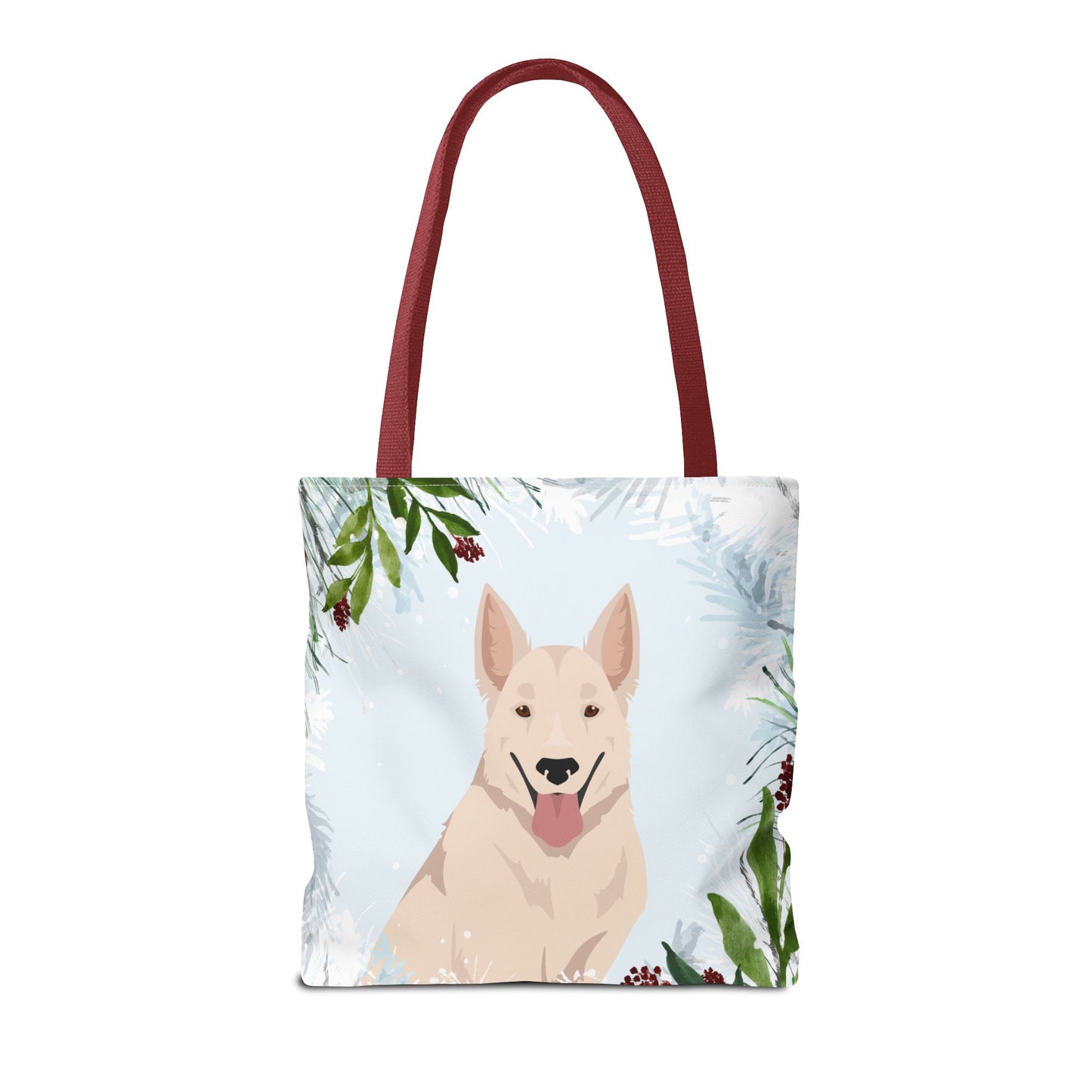 White Swiss Shepherd Dog Christmas Holiday Tote Bag 16x16