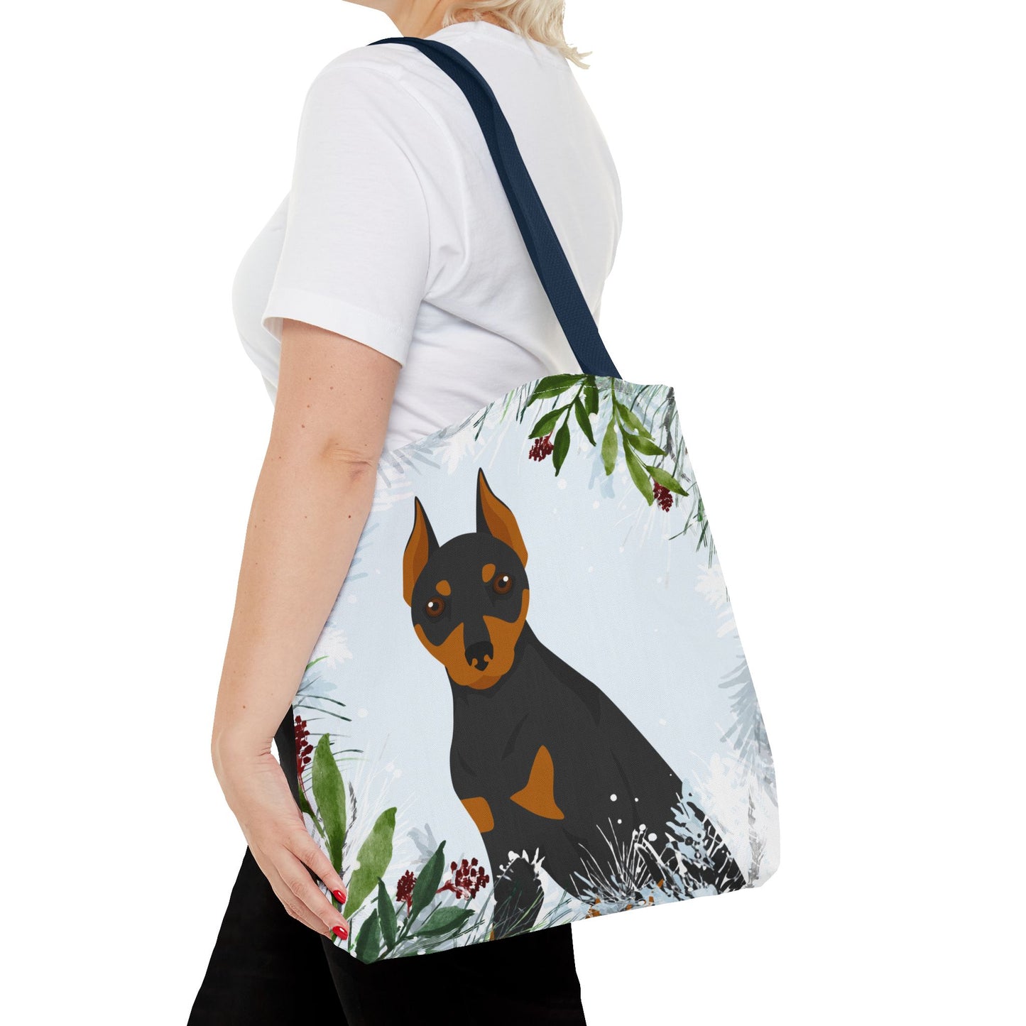 Miniature Pinscher Dog Christmas Holiday Tote Bag 16x16