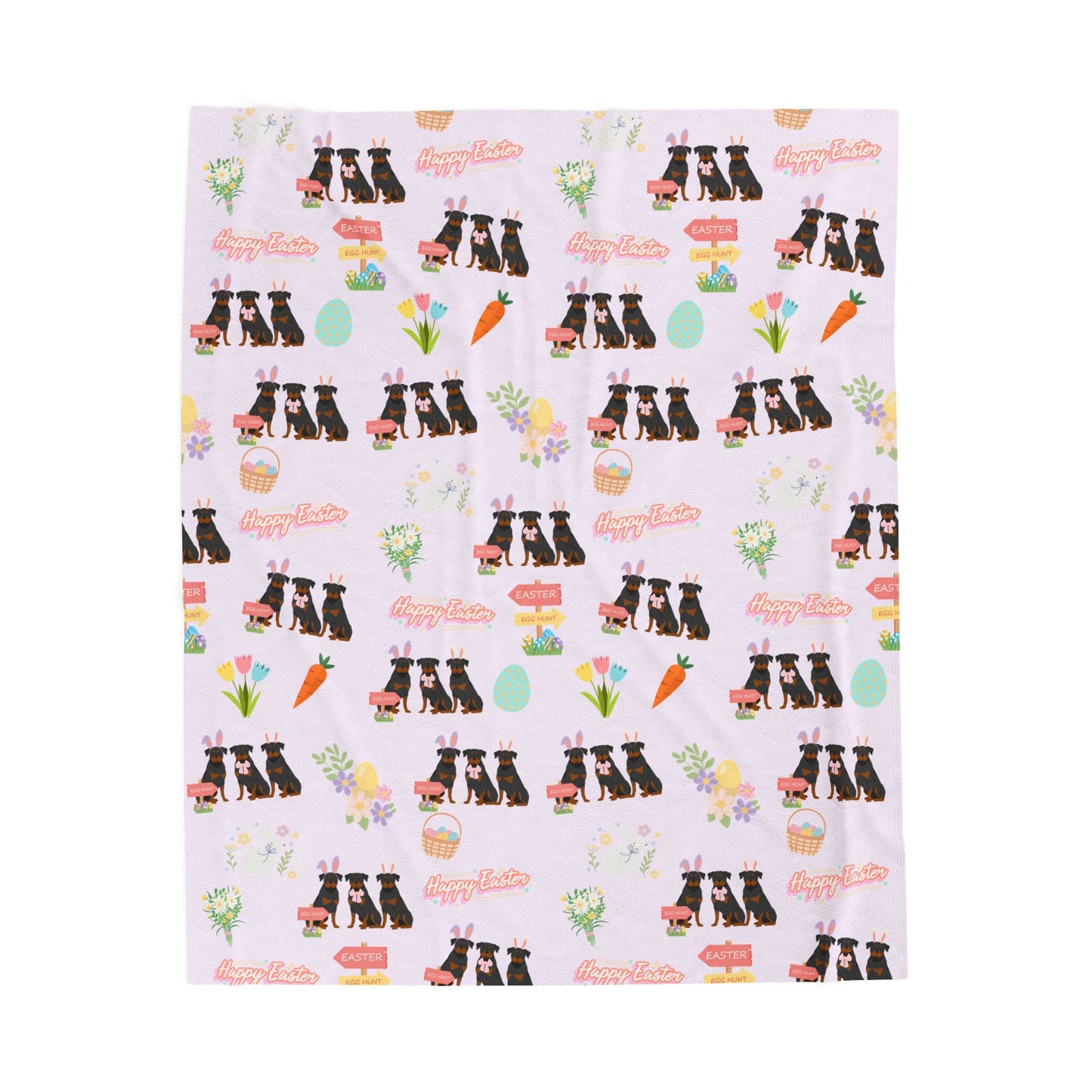 Rottweiler Dog Easter Velveteen Plush Blanket