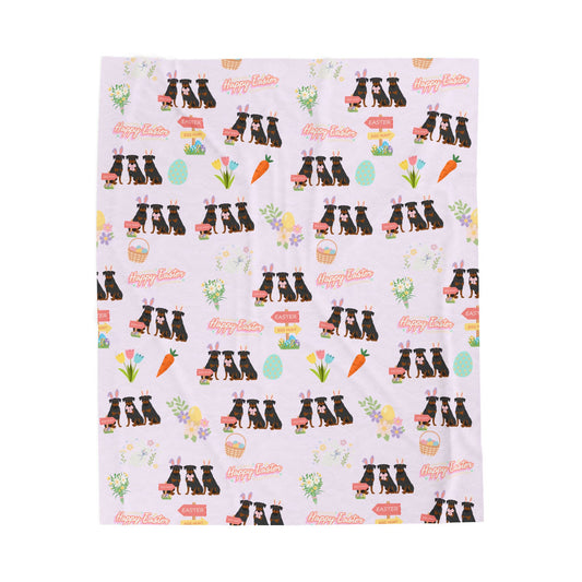 Rottweiler Dog Easter Velveteen Plush Blanket