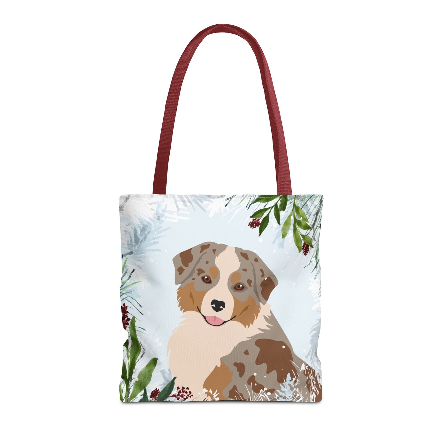 Miniature American Shepherd Dog Christmas Holiday Tote Bag 16x16