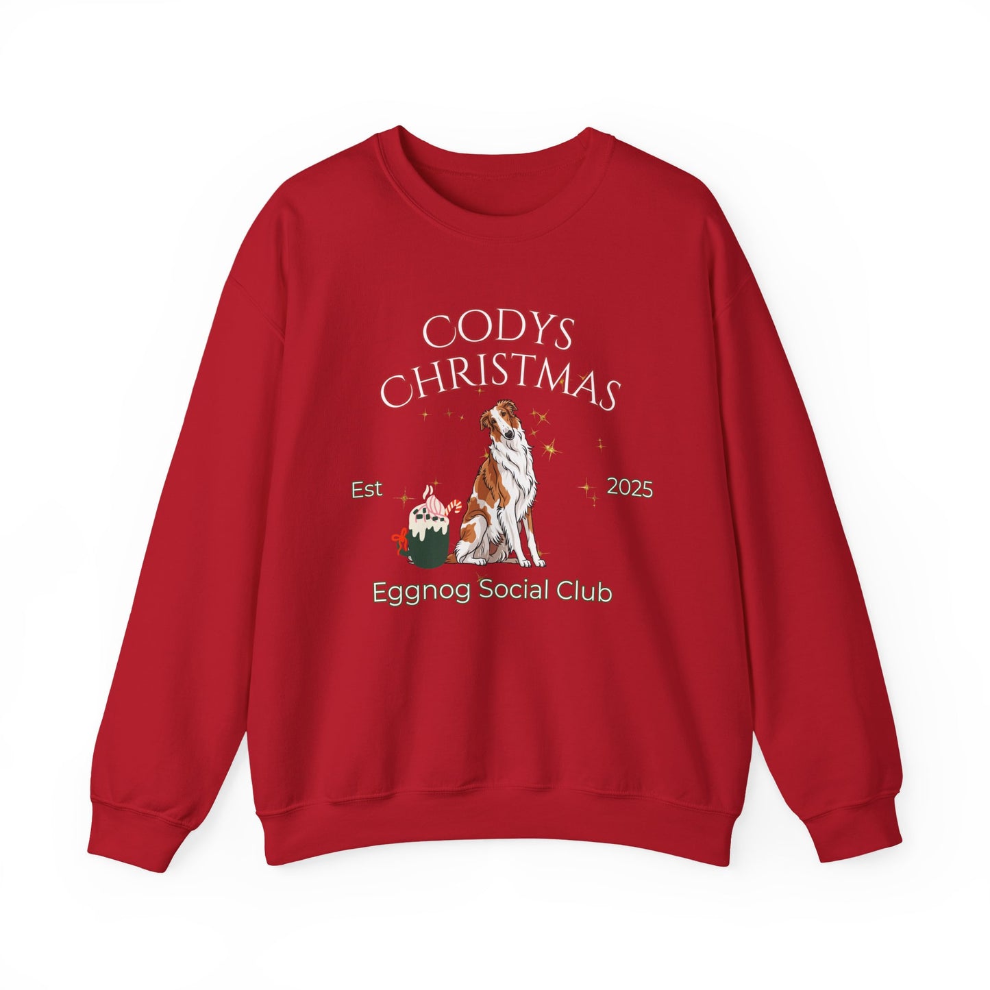 Borzoi Dog Christmas Social Club Unisex Heavy Blend Crewneck Sweatshirt Custom Name