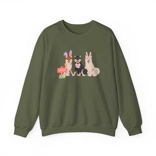 Shiba Inu Dog Easter Unisex Heavy Blend Crewneck Sweatshirt, easter, Cute Dog Mom Gift