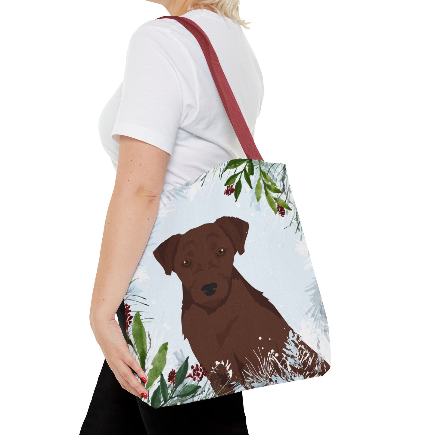 Patterdale Terrier Dog Christmas Holiday Tote Bag 16x16