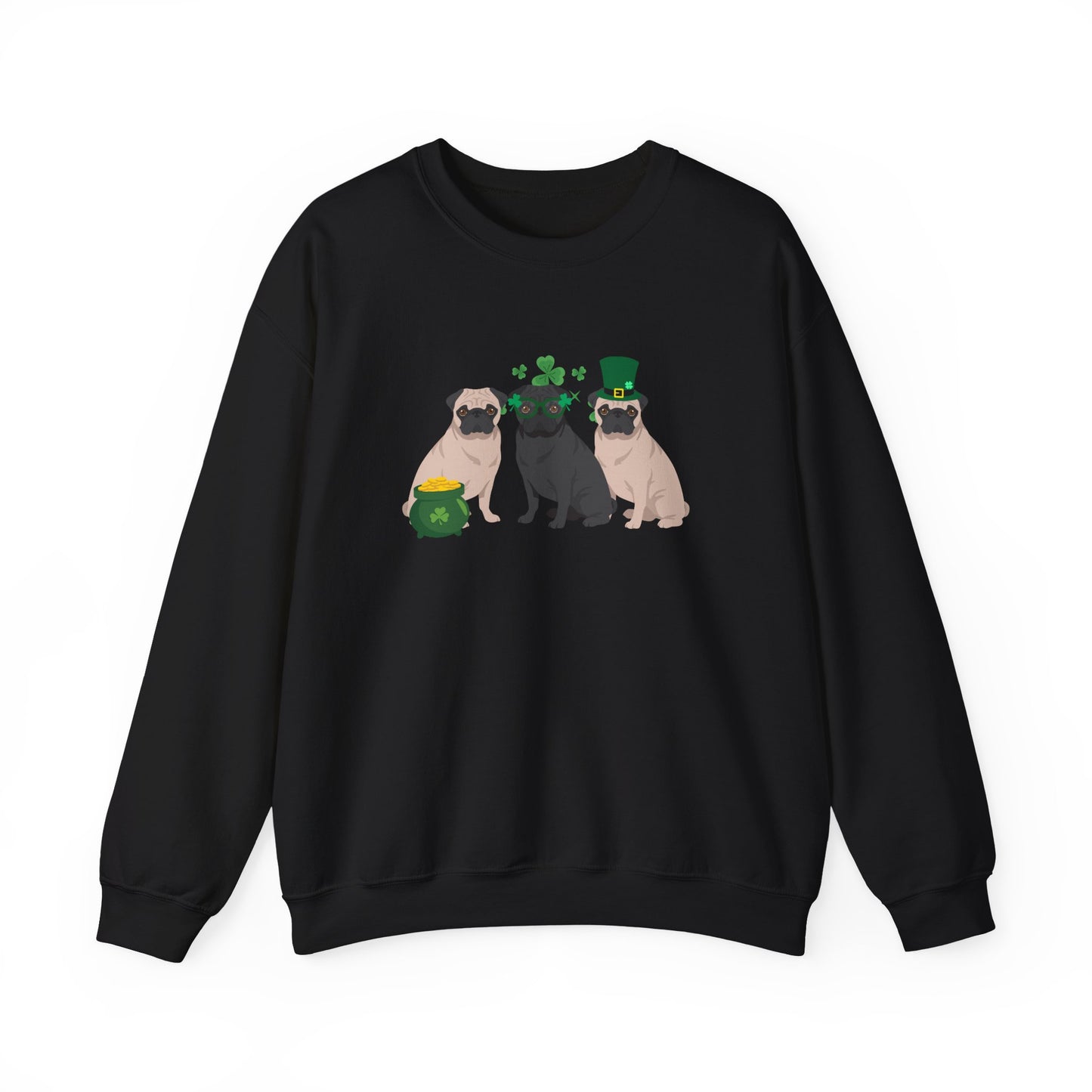Pug Dog St Patricks Day Unisex Heavy Blend Crewneck Sweatshirt, St Pattys day, Cute Dog Mom Gift