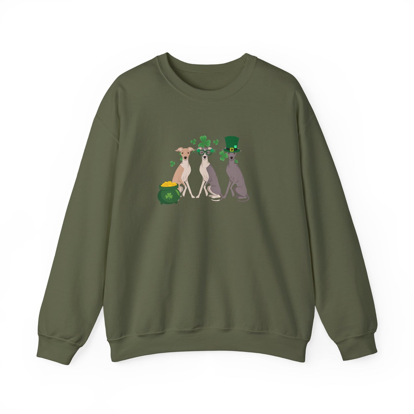 Italian Greyhound Dog St Patricks Day Unisex Heavy Blend Crewneck Sweatshirt, St Pattys day, Cute Dog Mom Gift