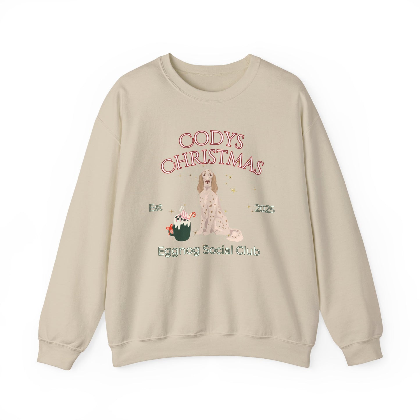 English Setter Dog Christmas Social Club Unisex Heavy Blend Crewneck Sweatshirt Custom Name