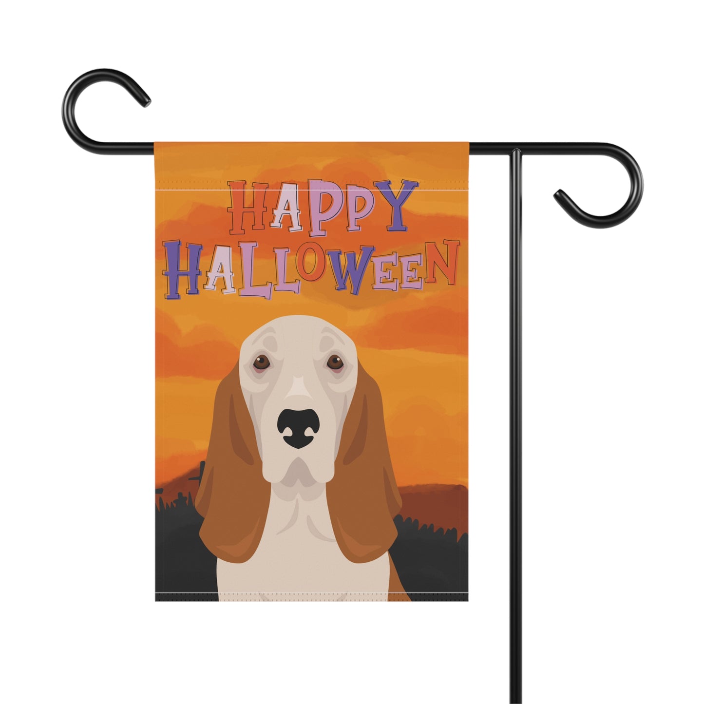 Basset Hound Dog Halloween Garden Flag
