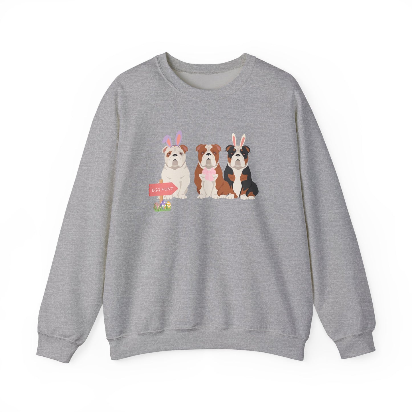 Bulldog Dog Easter Unisex Heavy Blend Crewneck Sweatshirt, Easter, Cute Dog Mom Gift