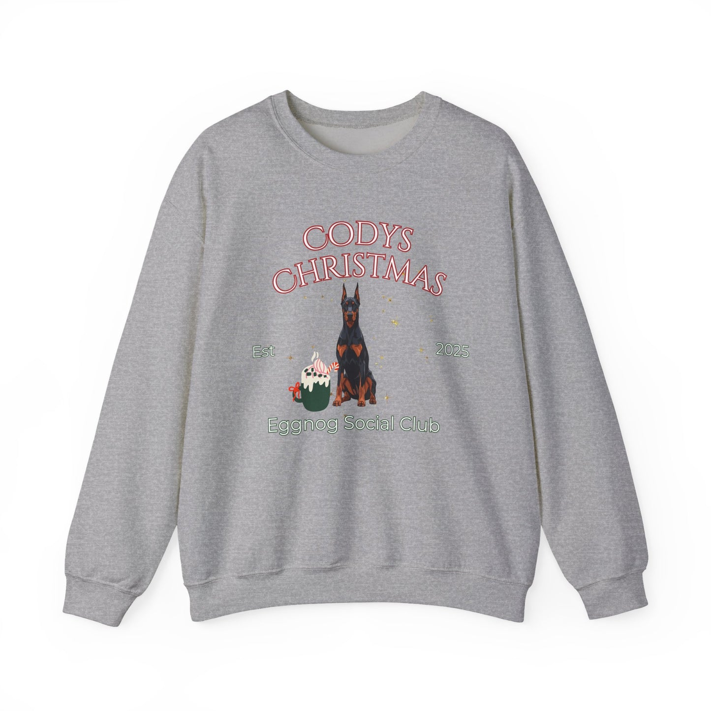 Doberman Pinscher Dog Christmas Social Club Unisex Heavy Blend Crewneck Sweatshirt Custom Name