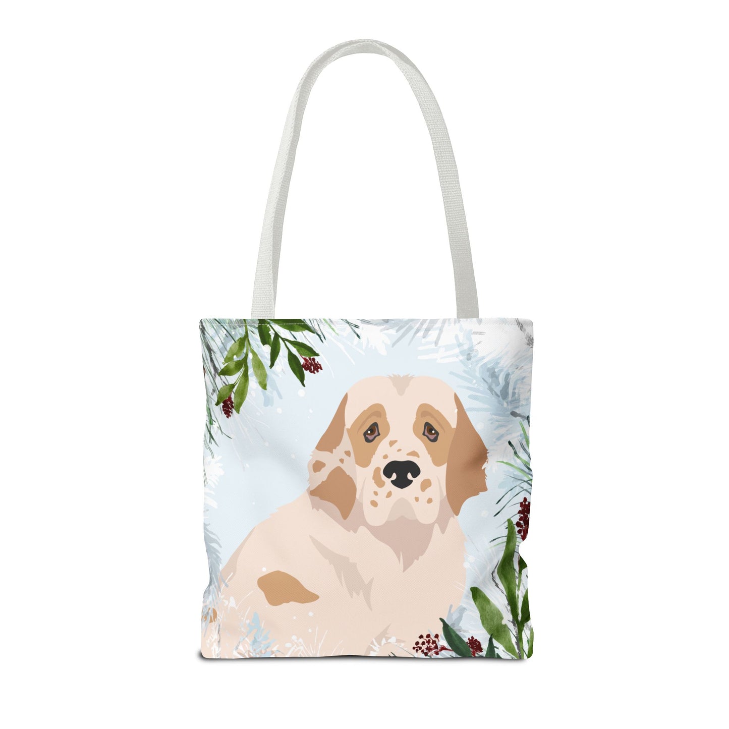 Clumber Spaniel Dog Christmas Holiday Tote Bag 16x16