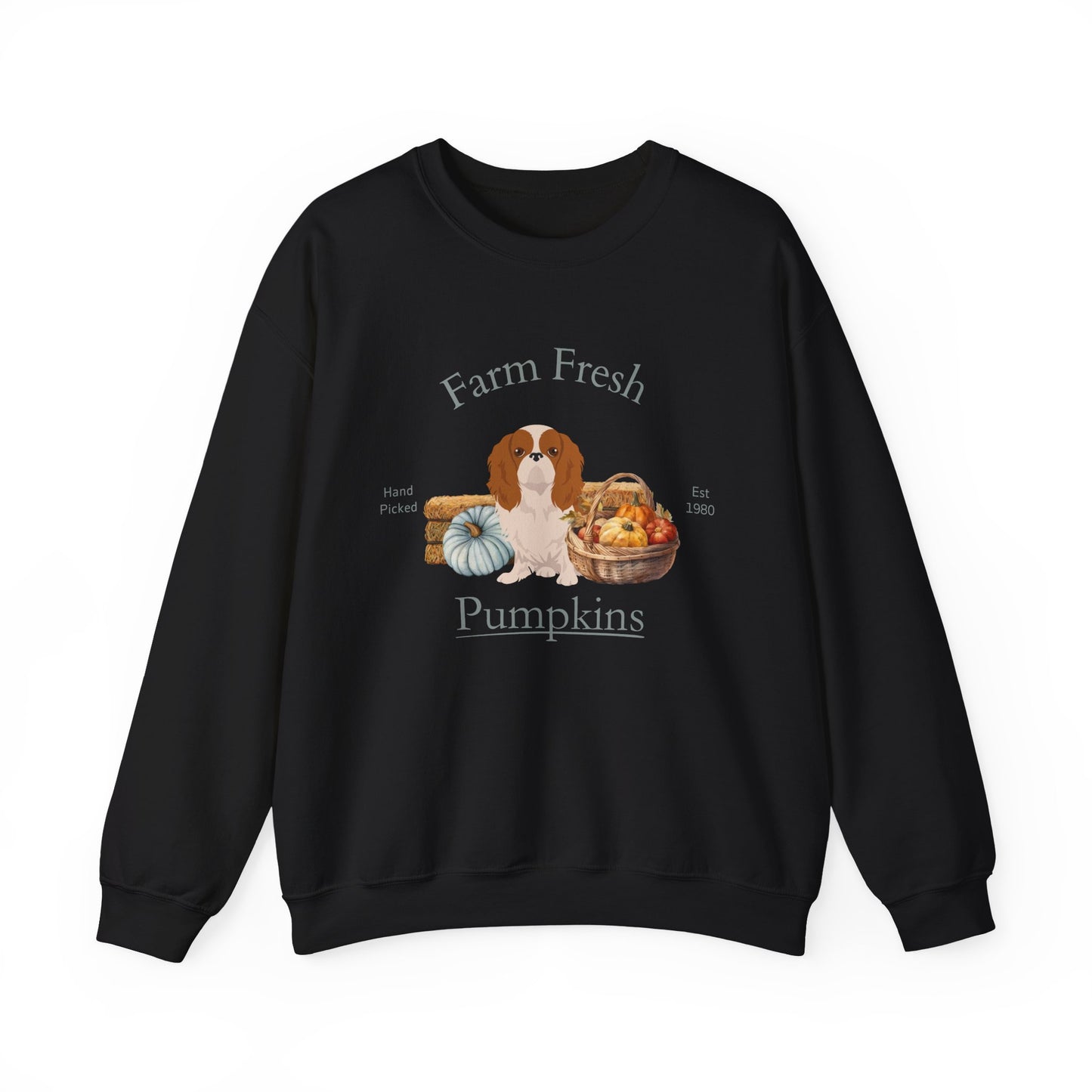 English Toy Spaniel Dog Fall Farm Fresh Unisex Heavy Blend Crewneck Sweatshirt