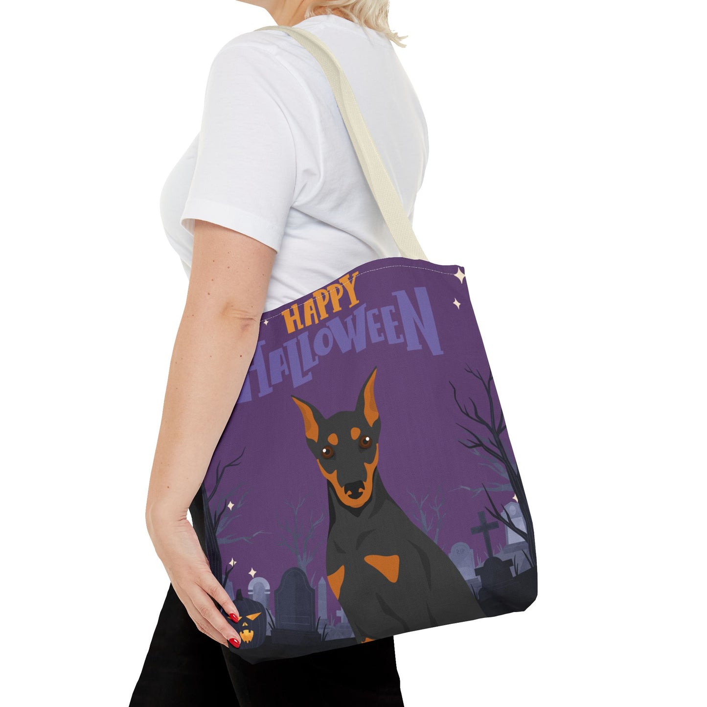 German Pinscher Dog Happy Halloween Tote Bag 16x16