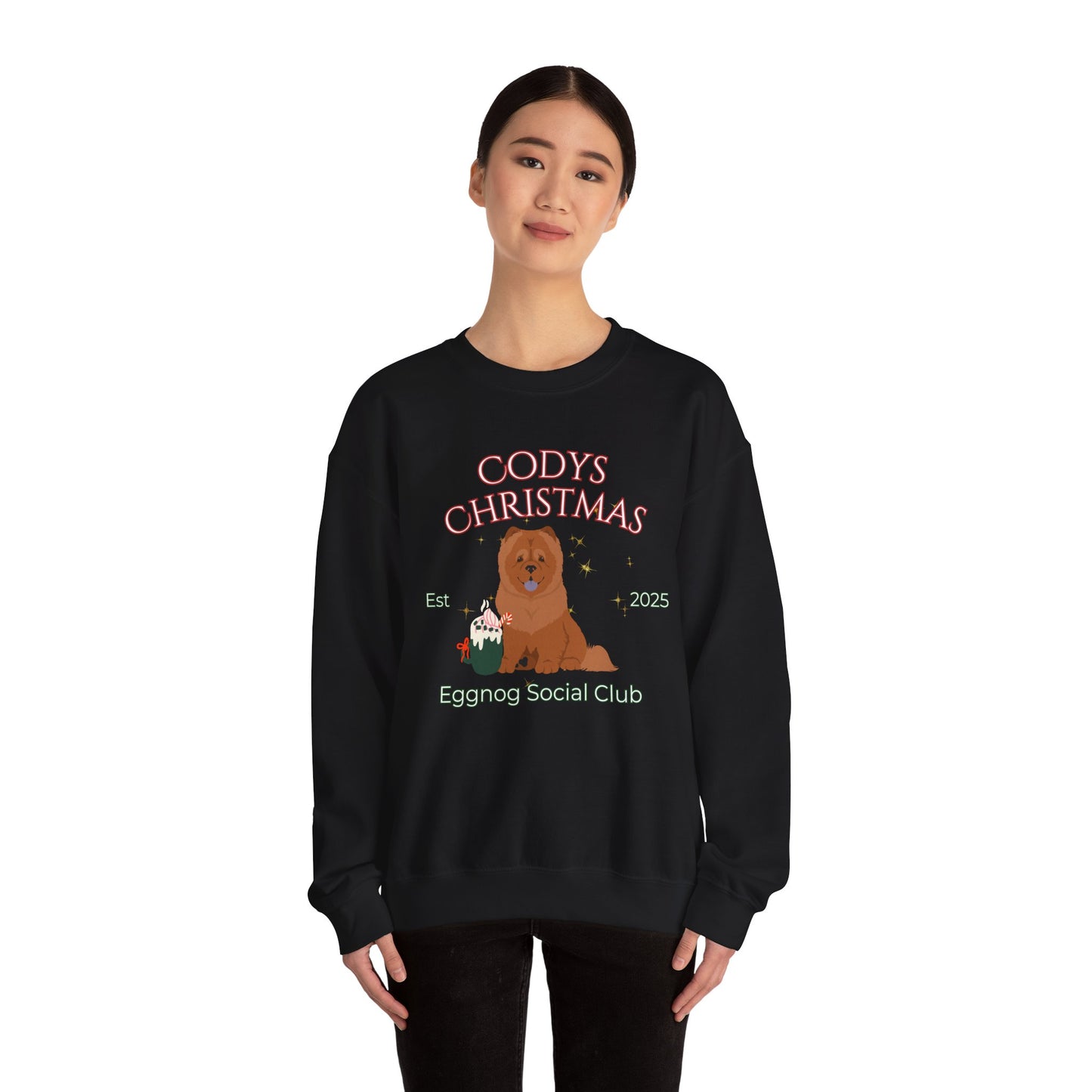 Chow Chow Dog Christmas Social Club Unisex Heavy Blend Crewneck Sweatshirt Custom Name