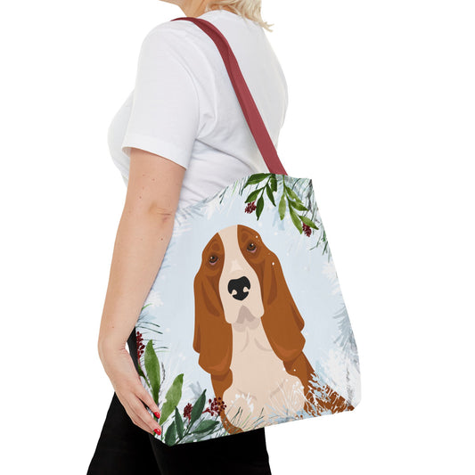 Basset Hound Dog Christmas Holiday Tote Bag 16x16