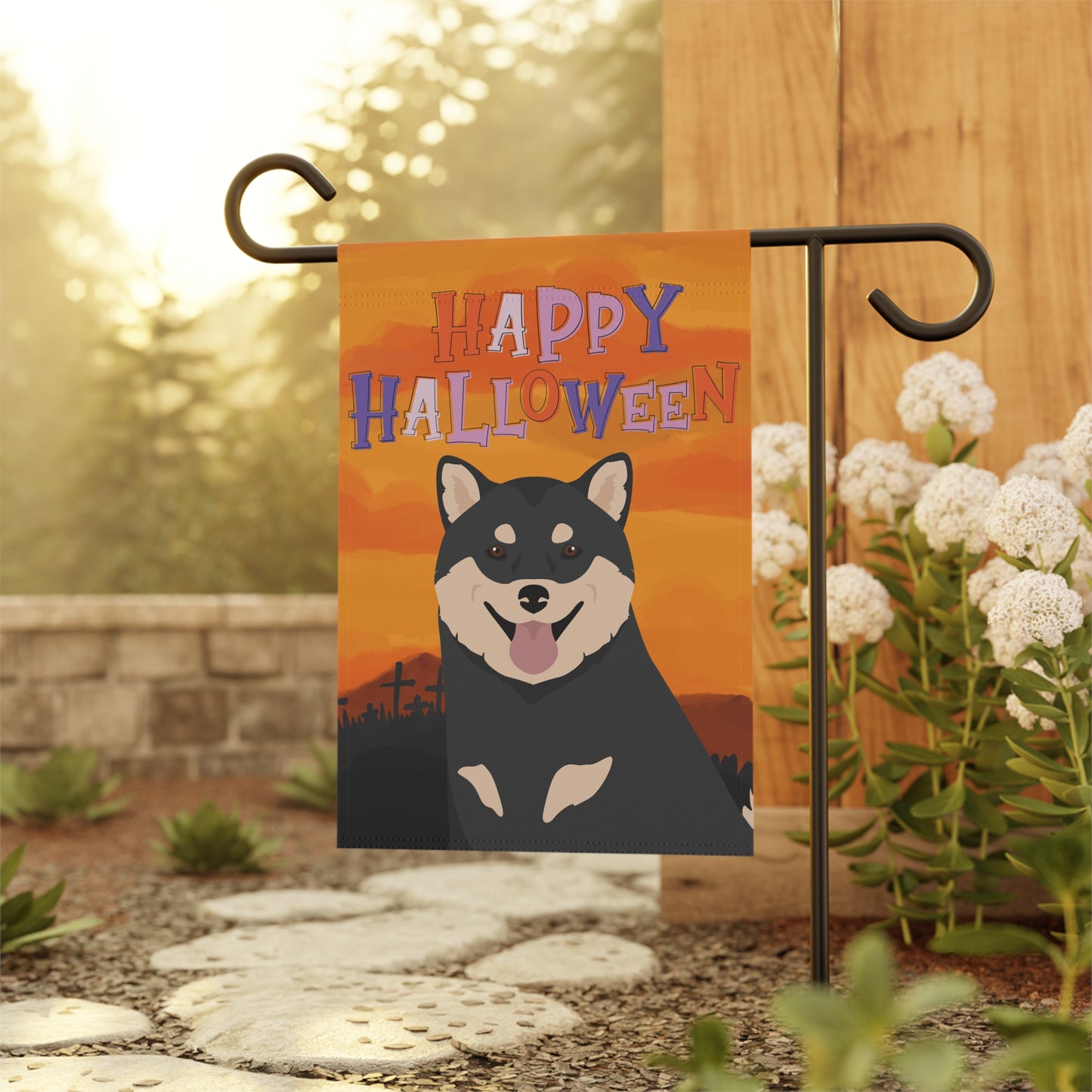 Shiba Inu Dog Halloween Garden Flag