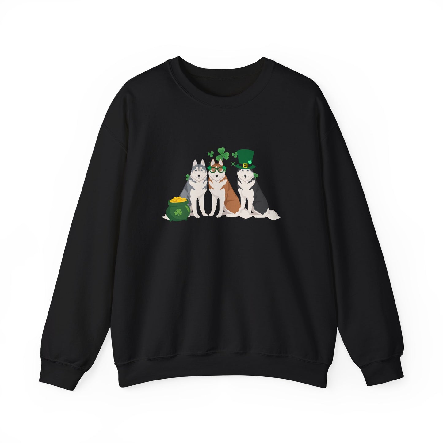 Siberian Husky Dog St Patricks Day Unisex Heavy Blend Crewneck Sweatshirt, St Pattys day, Cute Dog Mom Gift