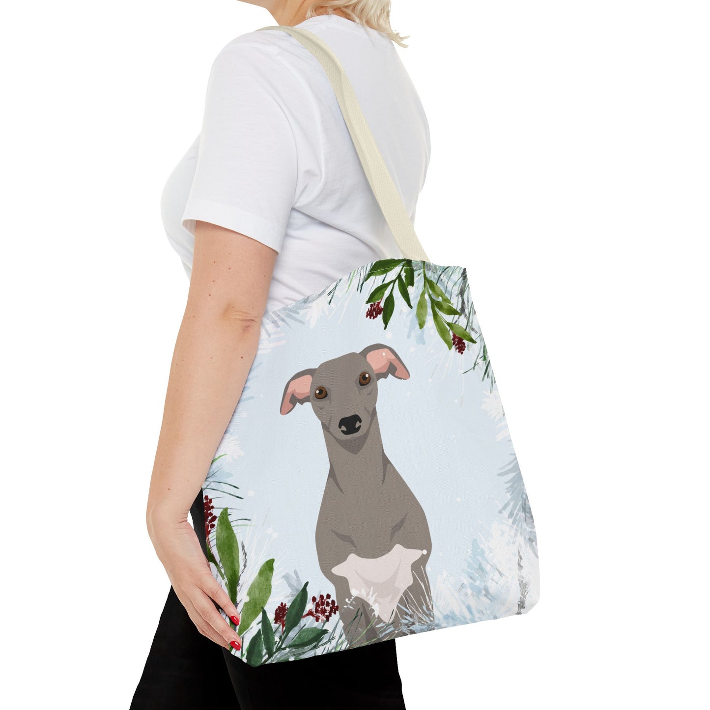 Whippet Dog Christmas Holiday Tote Bag 16x16