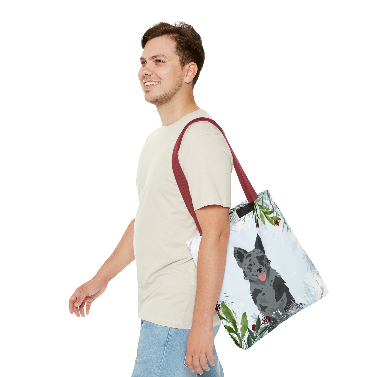 Mudi Dog Christmas Holiday Tote Bag 16x16