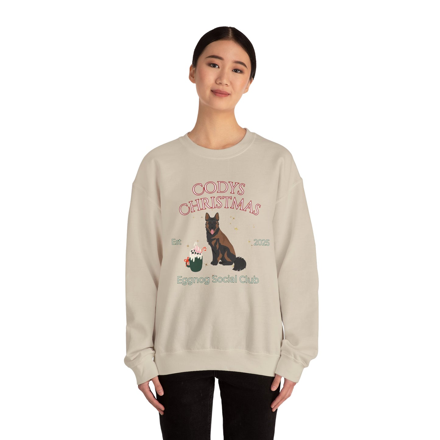 German Shepherd Dog Christmas Social Club Unisex Heavy Blend Crewneck Sweatshirt Custom Name