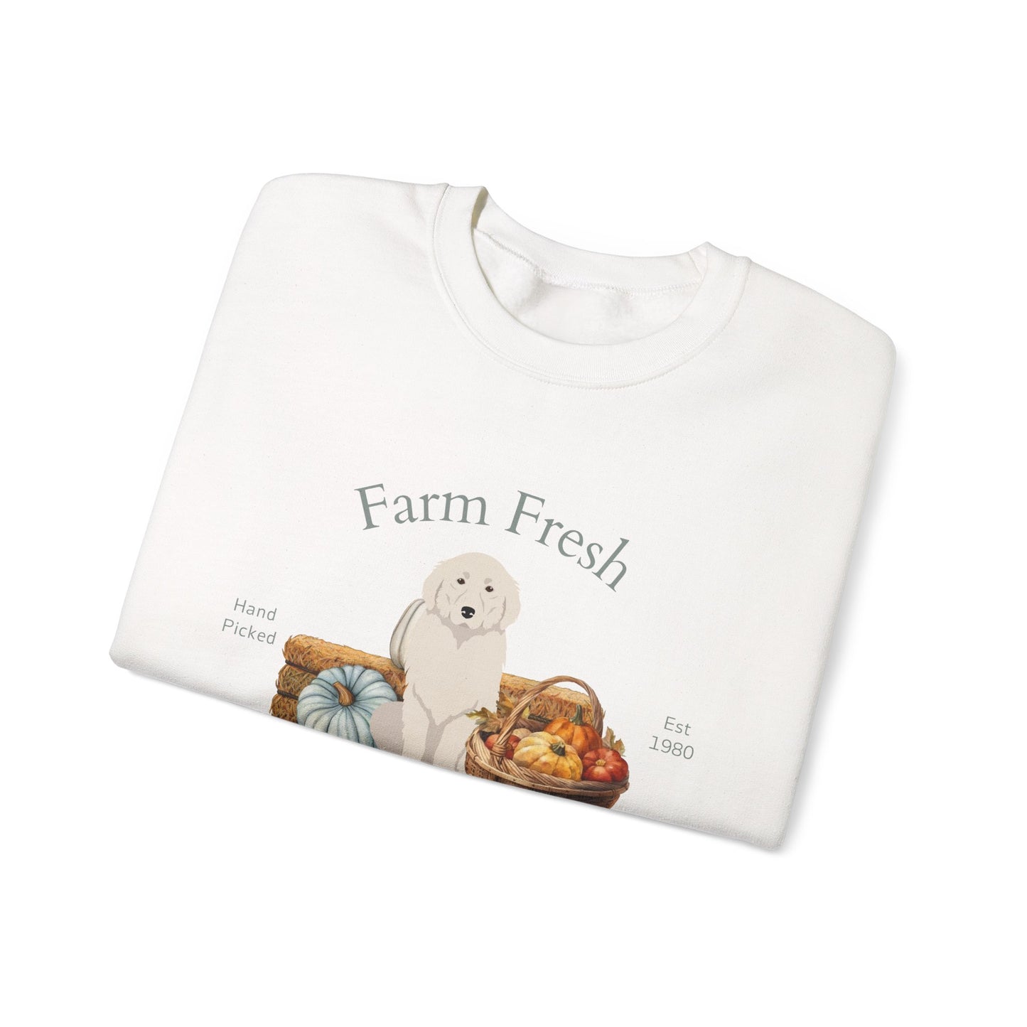 Great Pyrenees Dog Fall Farm Fresh Unisex Heavy Blend Crewneck Sweatshirt