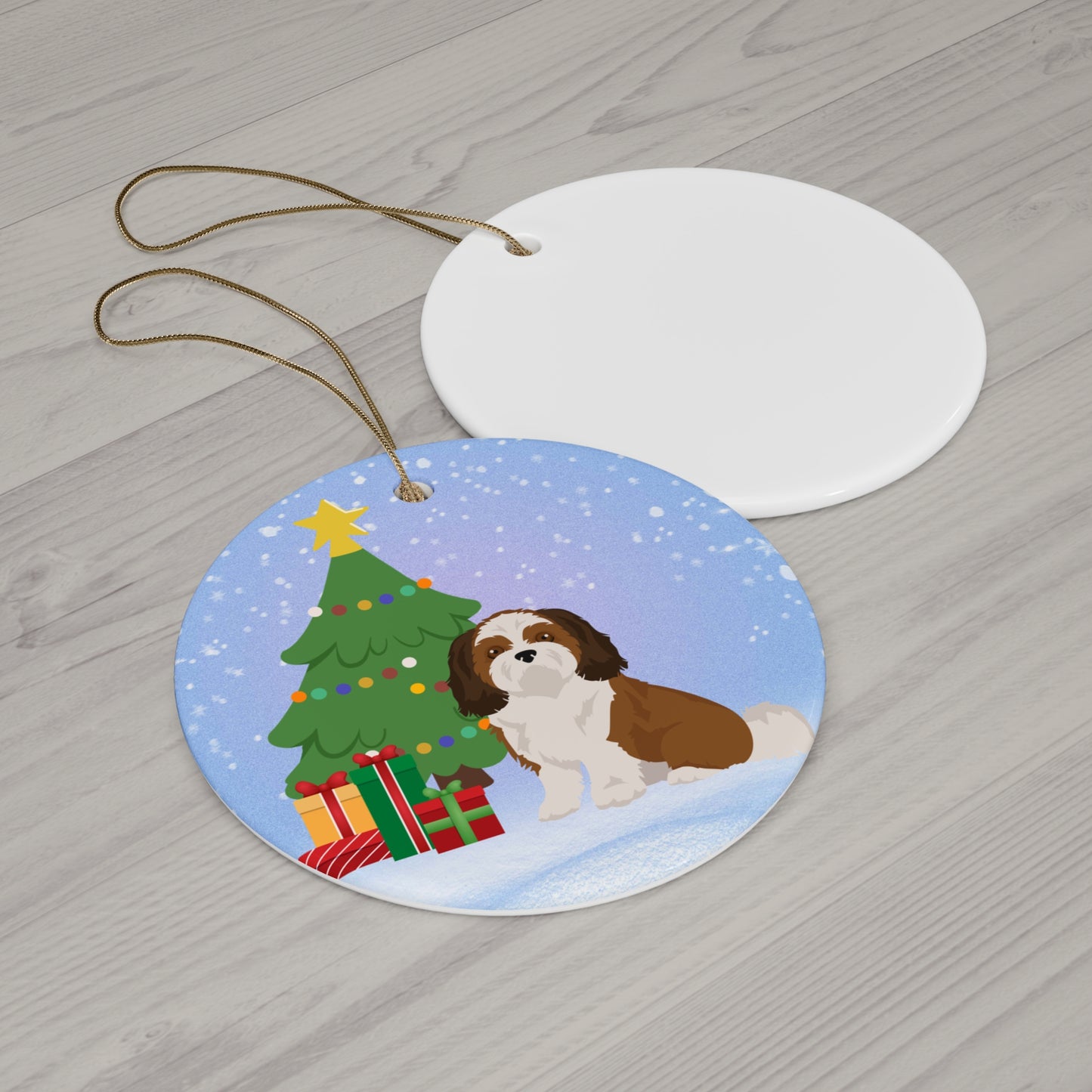 Shih Tzu Dog Christmas Ceramic Ornament