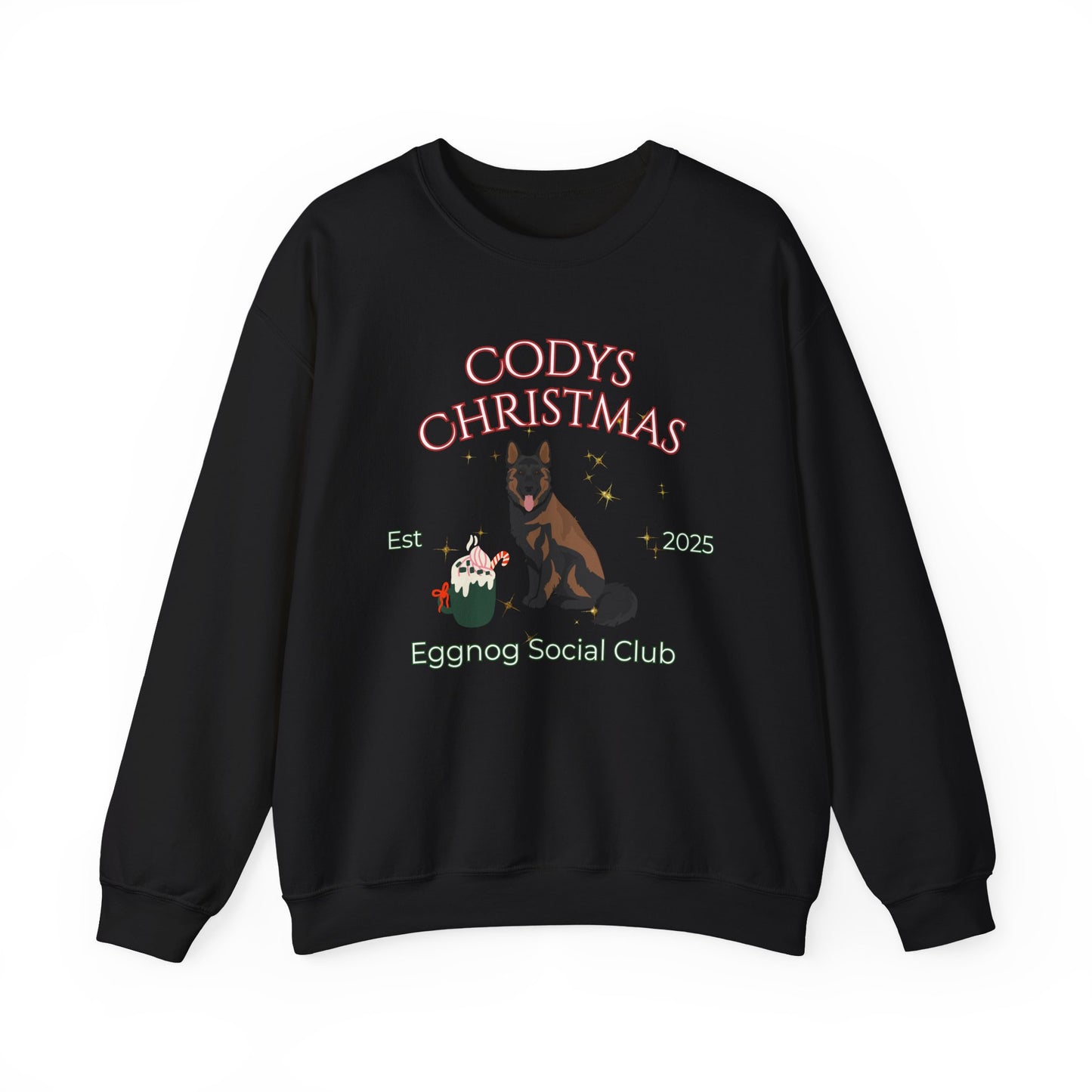 German Shepherd Dog Christmas Social Club Unisex Heavy Blend Crewneck Sweatshirt Custom Name