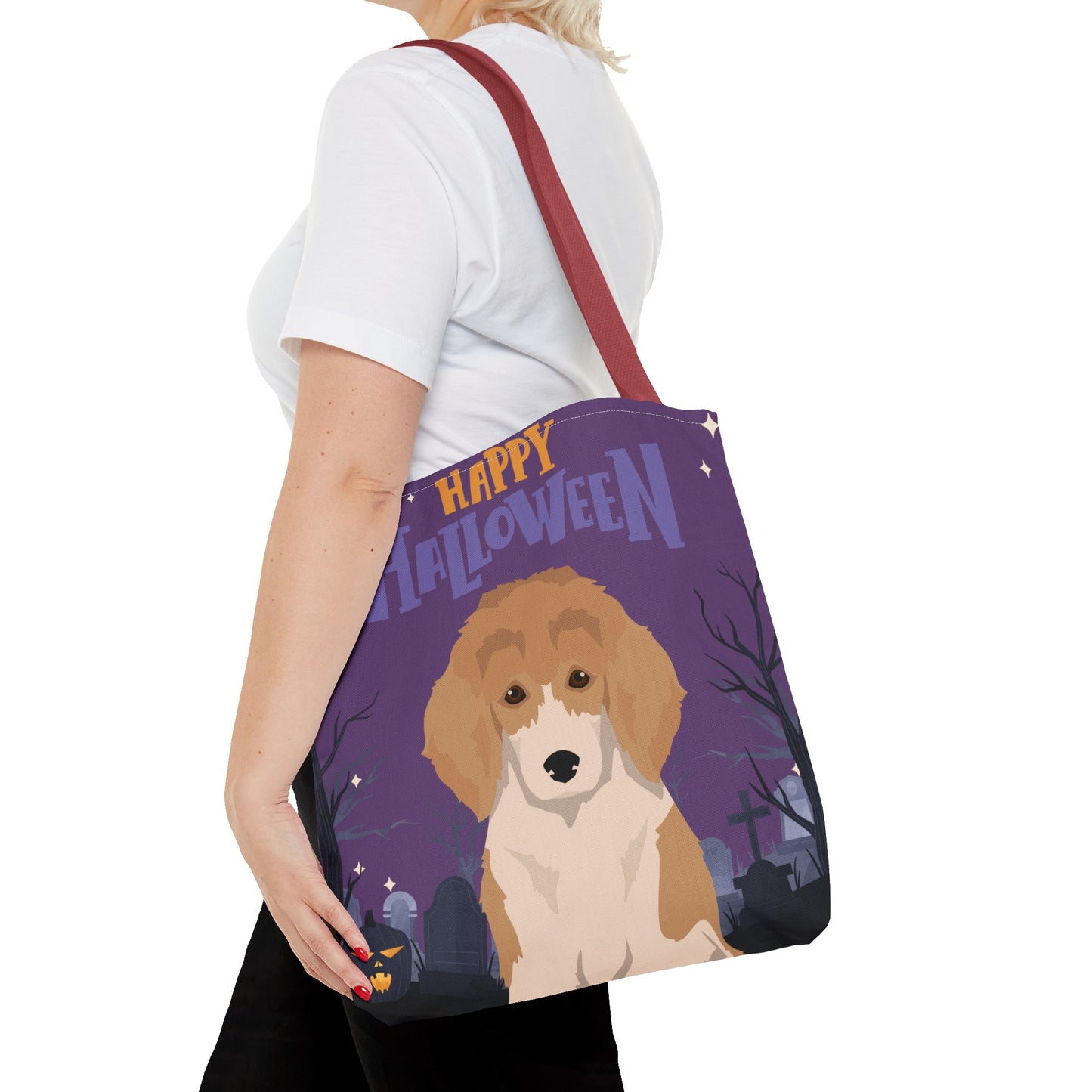 Poodle Dog Happy Halloween Tote Bag 16x16