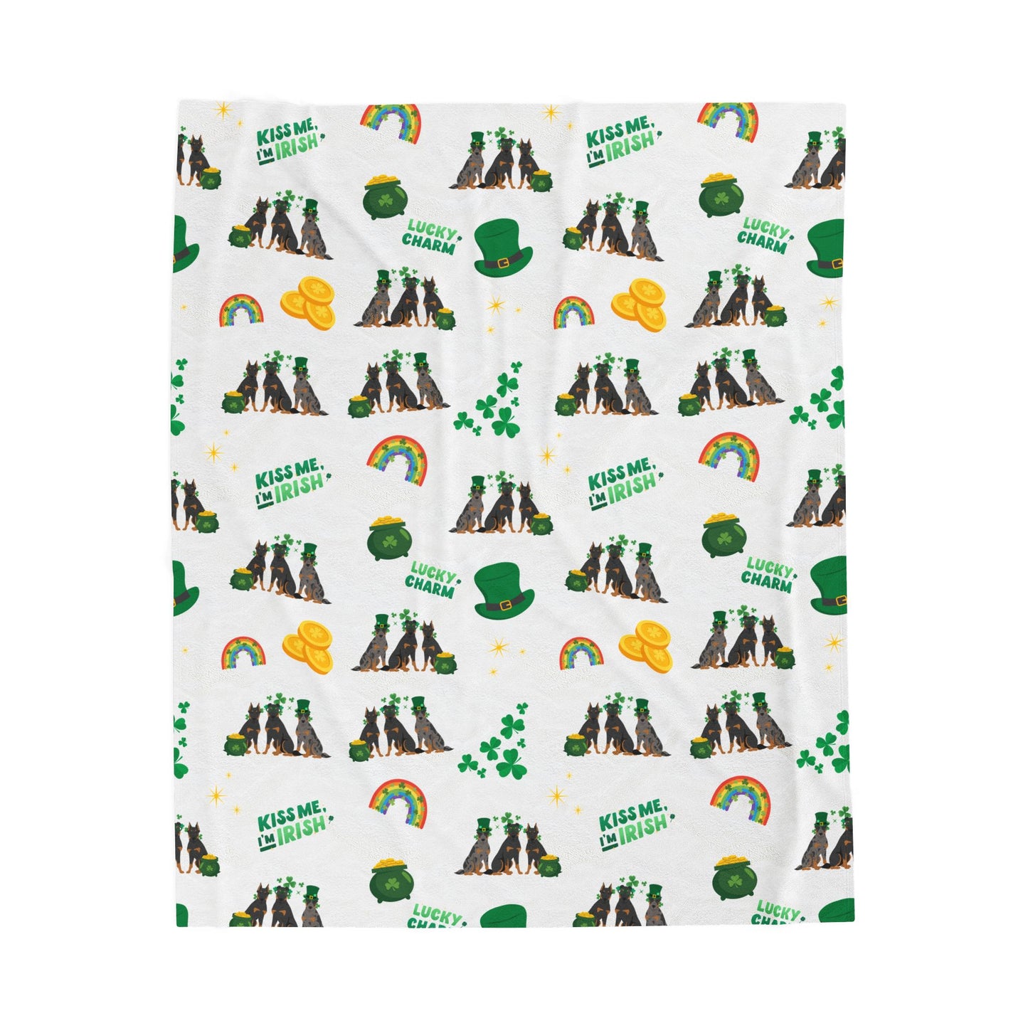 Beauceron Dog St Patrick’s Day Velveteen Plush Blanket