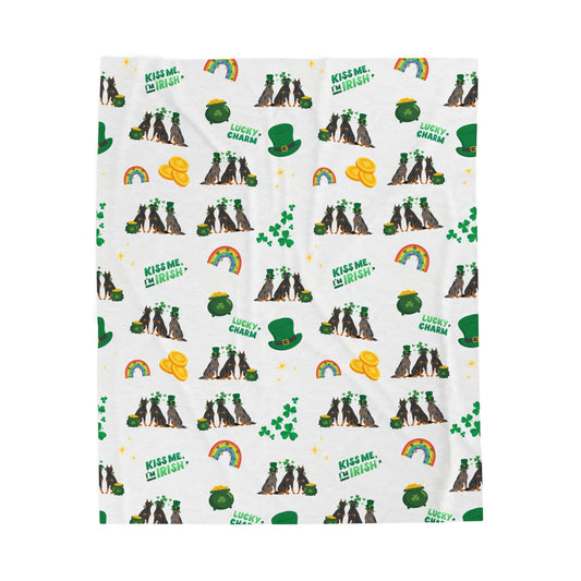 Beauceron Dog St Patrick’s Day Velveteen Plush Blanket