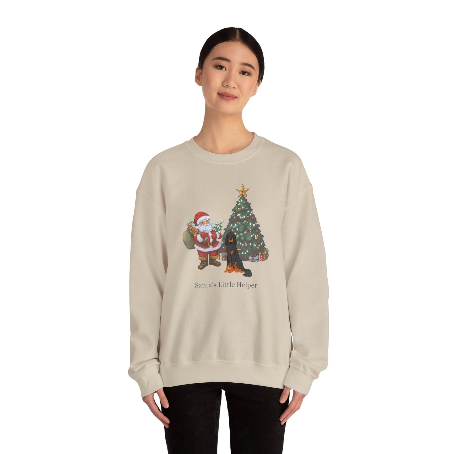 Gordon Setter Dog Santa's Little Helper Unisex Heavy Blend Crewneck Sweatshirt
