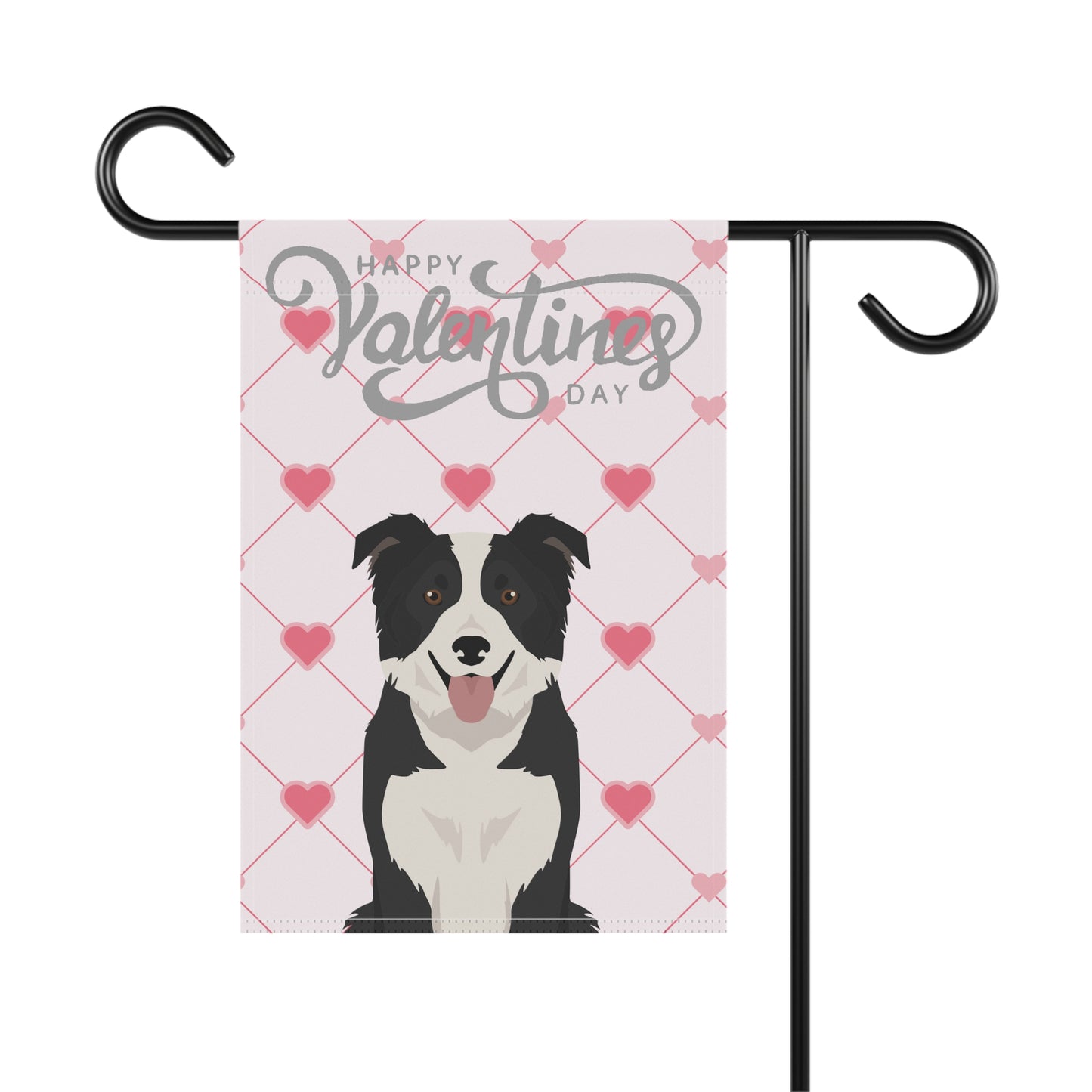 Border Collie Dog Valentines Day Garden Flag