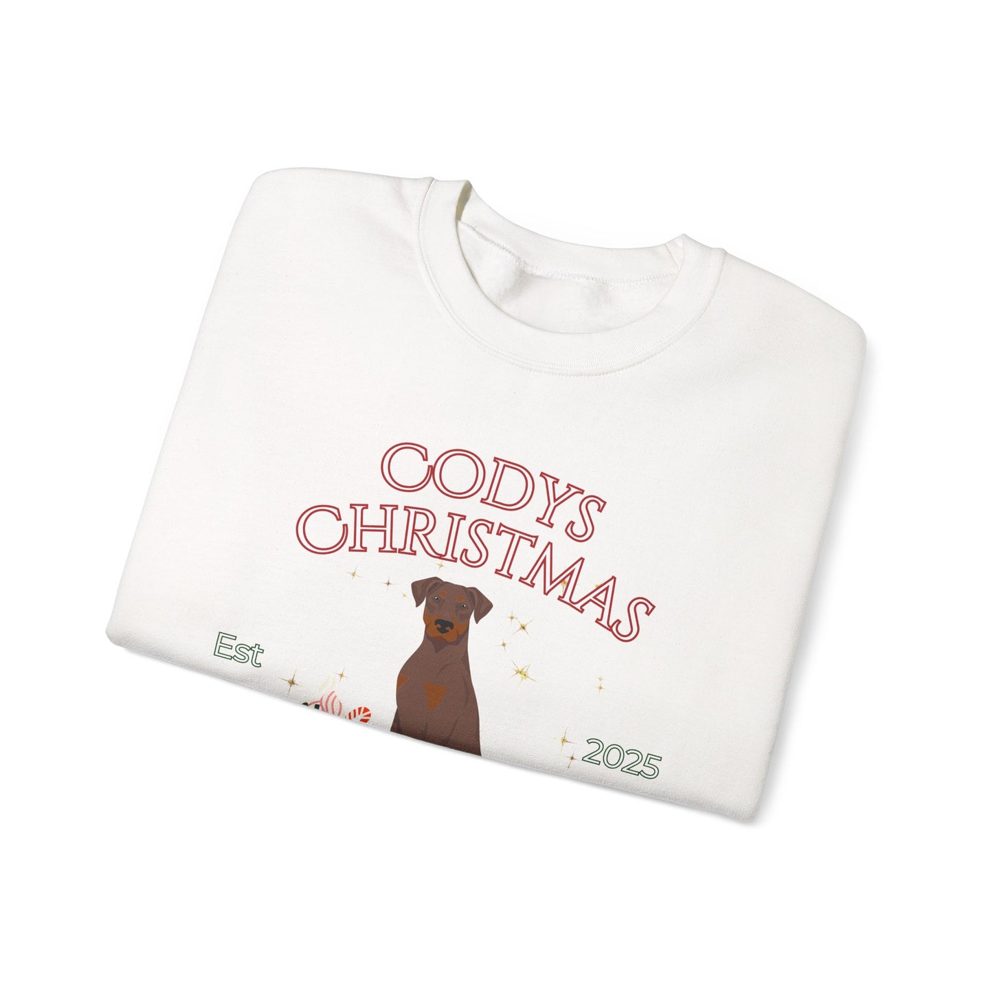 Doberman Pinscher Dog Christmas Social Club Unisex Heavy Blend Crewneck Sweatshirt Custom Name