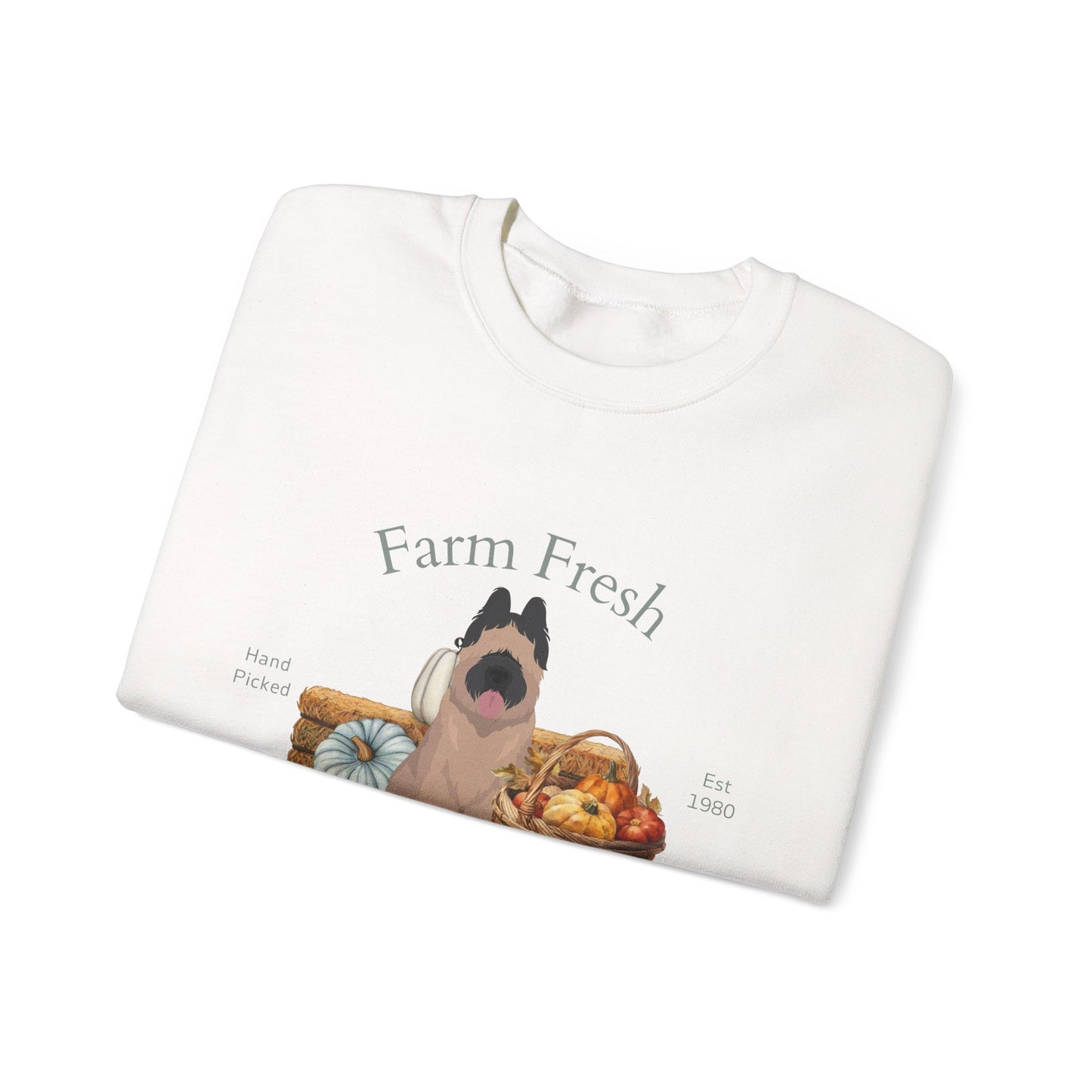 Briard Dog Fall Farm Fresh Unisex Heavy Blend Crewneck Sweatshirt