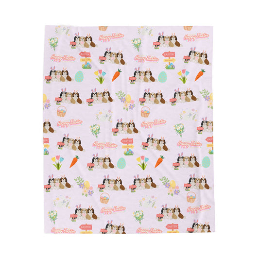 Shih Tzu Dog Easter Velveteen Plush Blanket