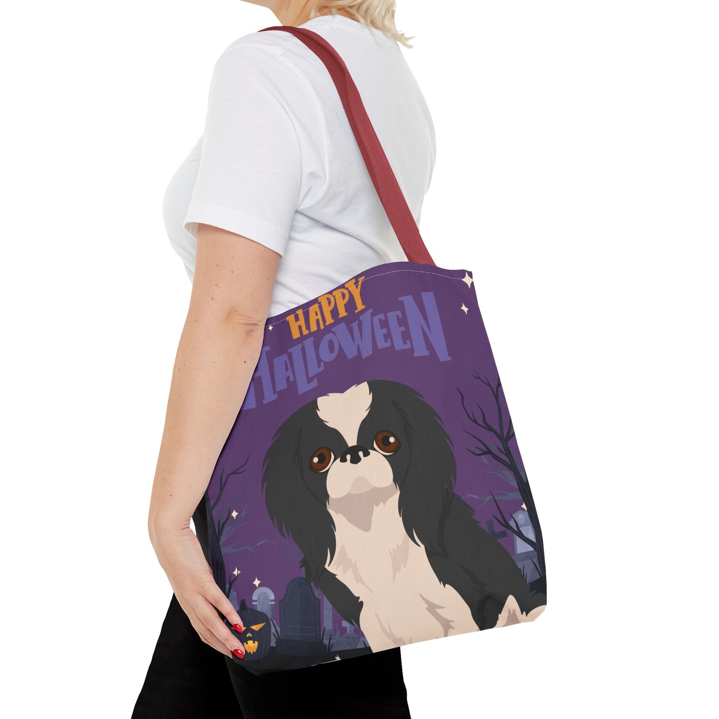 Japanese Chin Dog Happy Halloween Tote Bag 16x16
