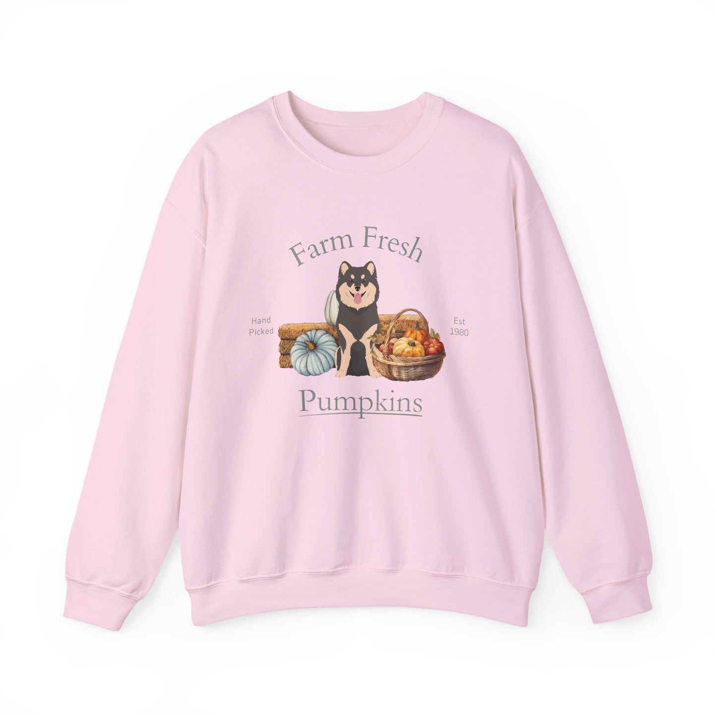 Finnish Lapphund Dog Fall Farm Fresh Unisex Heavy Blend Crewneck Sweatshirt