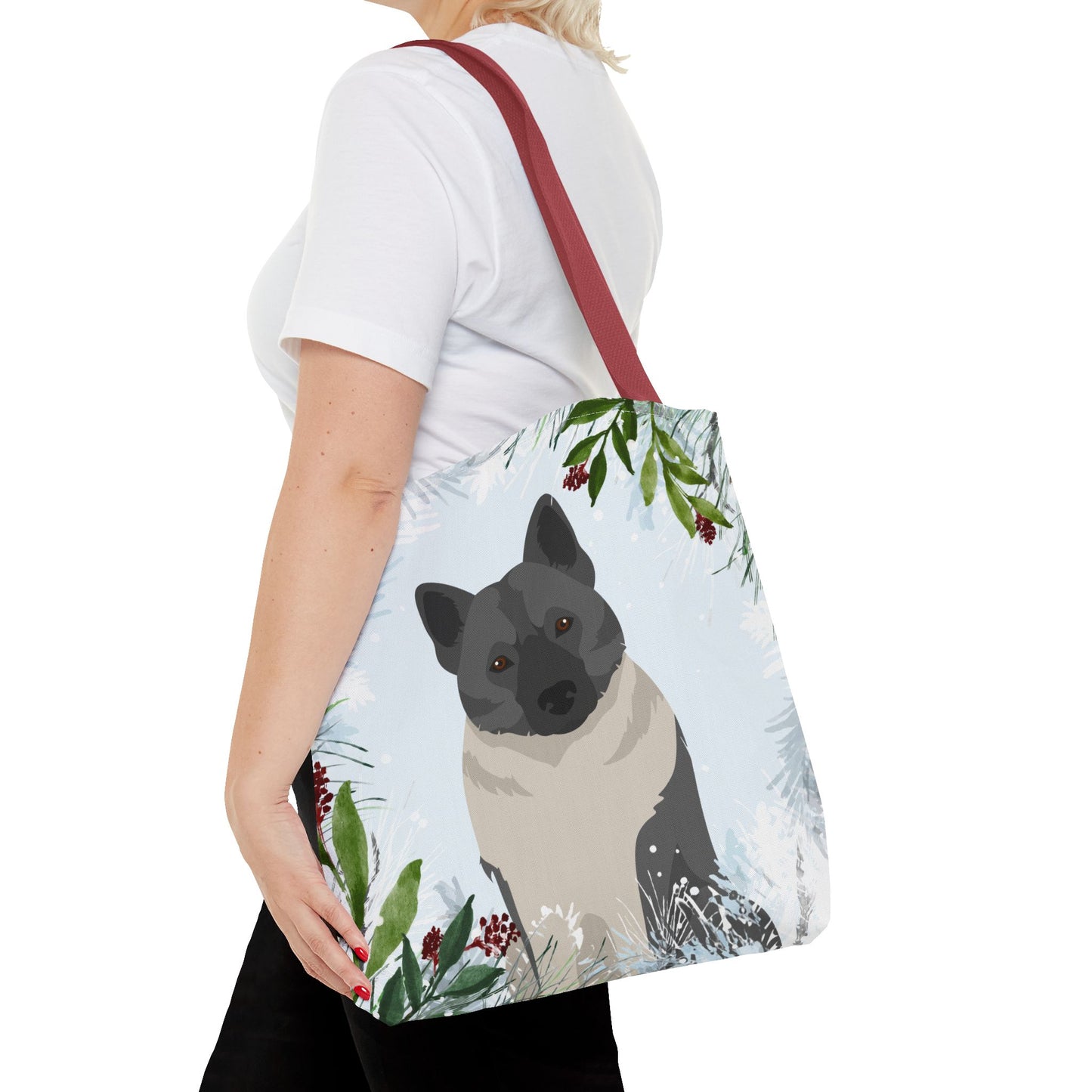 Norwegian Elkhound Dog Christmas Holiday Tote Bag 16x16
