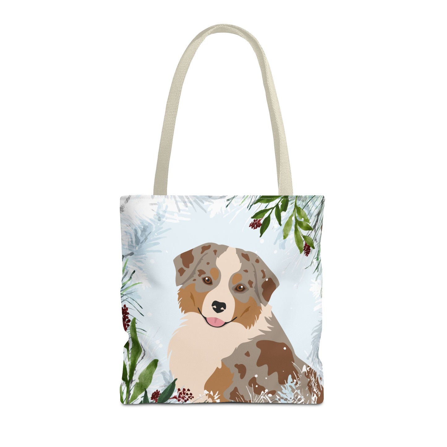 Miniature American Shepherd Dog Christmas Holiday Tote Bag 16x16