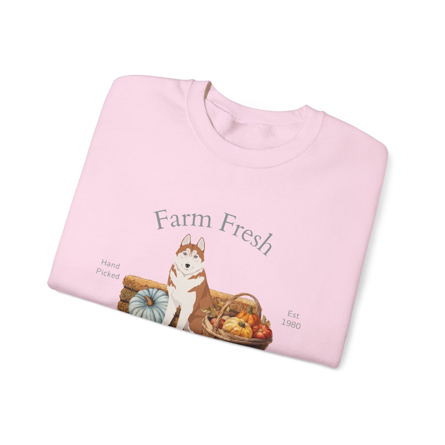 Siberian Husky Dog Fall Farm Fresh Unisex Heavy Blend Crewneck Sweatshirt