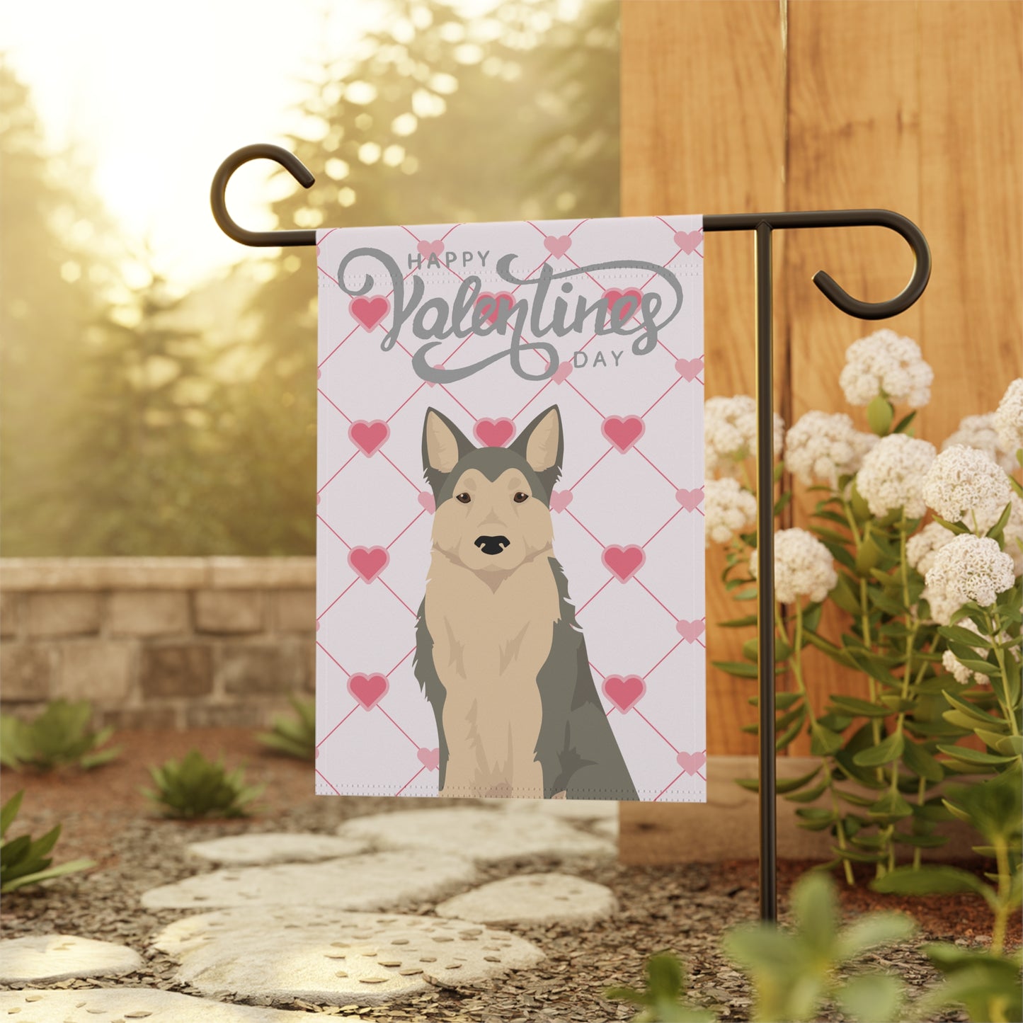West Siberian Laika Dog Valentines Day Garden Flag