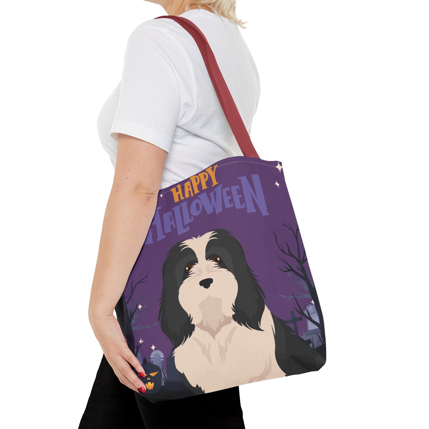 Havanese Dog Happy Halloween Tote Bag 16x16